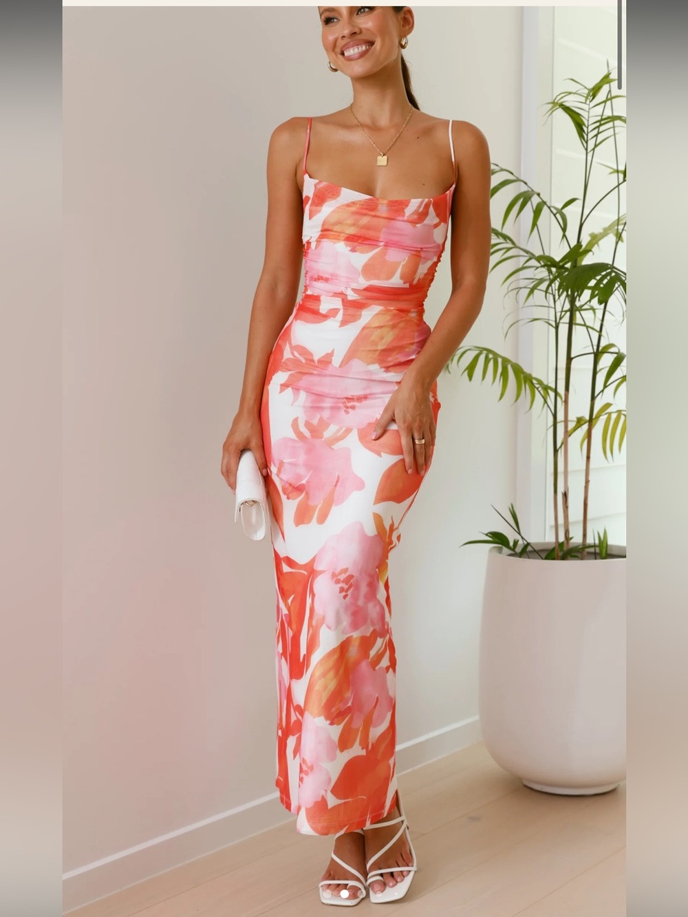 Billy J Ashley Maxi Dress Pink & Orange Floral